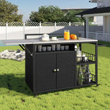 Outdoor Kitchen Island With Storage, Cooking Station, Grill Cart, Foldable Tabletop, And Bottle Opener - Dark Brown - Furniture Home Direct