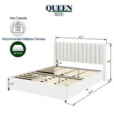 Anda - Boucle Upholstered Platform Bed With Patented Drawers Storage - Ivory - Furniture Home Direct