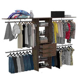 Closet System With Five Shelves And Drawers Dark Walnut - Furniture Home Direct