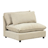 Cloud Sectional with Ottoman, Charging Ports and Three Back Pillows - Beige - Furniture Home Direct