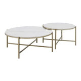 Zaidee - Marble Top Nickel Nesting Table Set - White - Furniture Home Direct