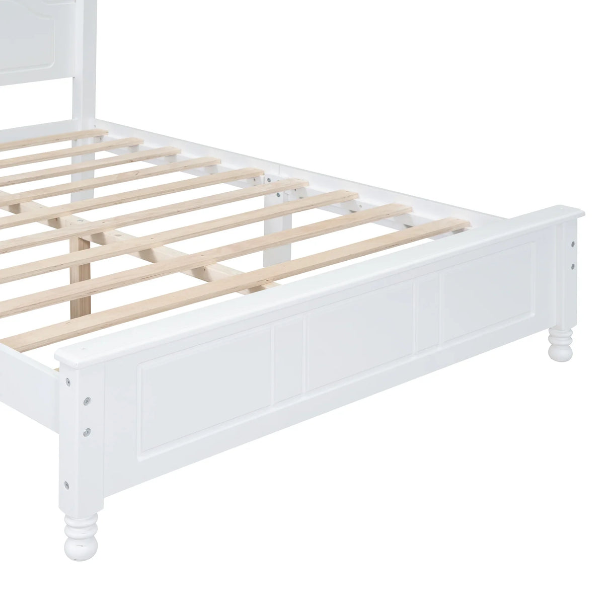 Platform Bed Full Size Wood Slat Support Headboard White - Furniture Home Direct