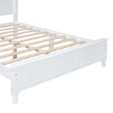 Platform Bed Full Size Wood Slat Support Headboard White - Furniture Home Direct