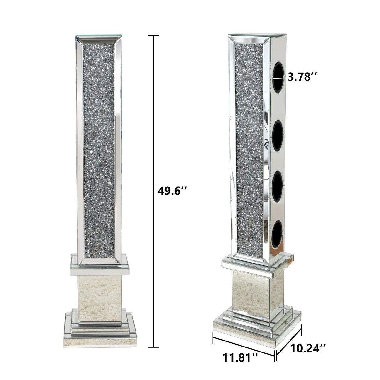 Crushed Diamond Floating Mirrored Wine Bottle Holder - Silver - Furniture Home Direct