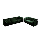 2 Pc Chenille Living Room Set - Green - Furniture Home Direct