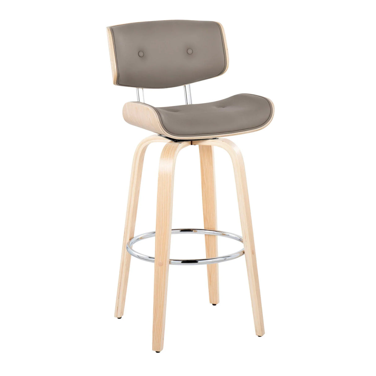 Lombardi - Mid Century Modern Fixed Height Barstool With Swivel With Round Footrest (Set of 2) - Furniture Home Direct