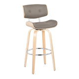 Lombardi - Mid Century Modern Fixed Height Barstool With Swivel With Round Footrest (Set of 2) - Furniture Home Direct