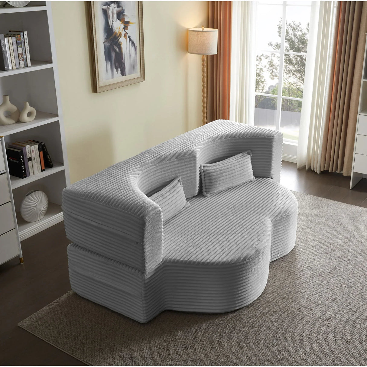Floor Convertible Sleeper Sofa Bed With 2 Pillows - Furniture Home Direct