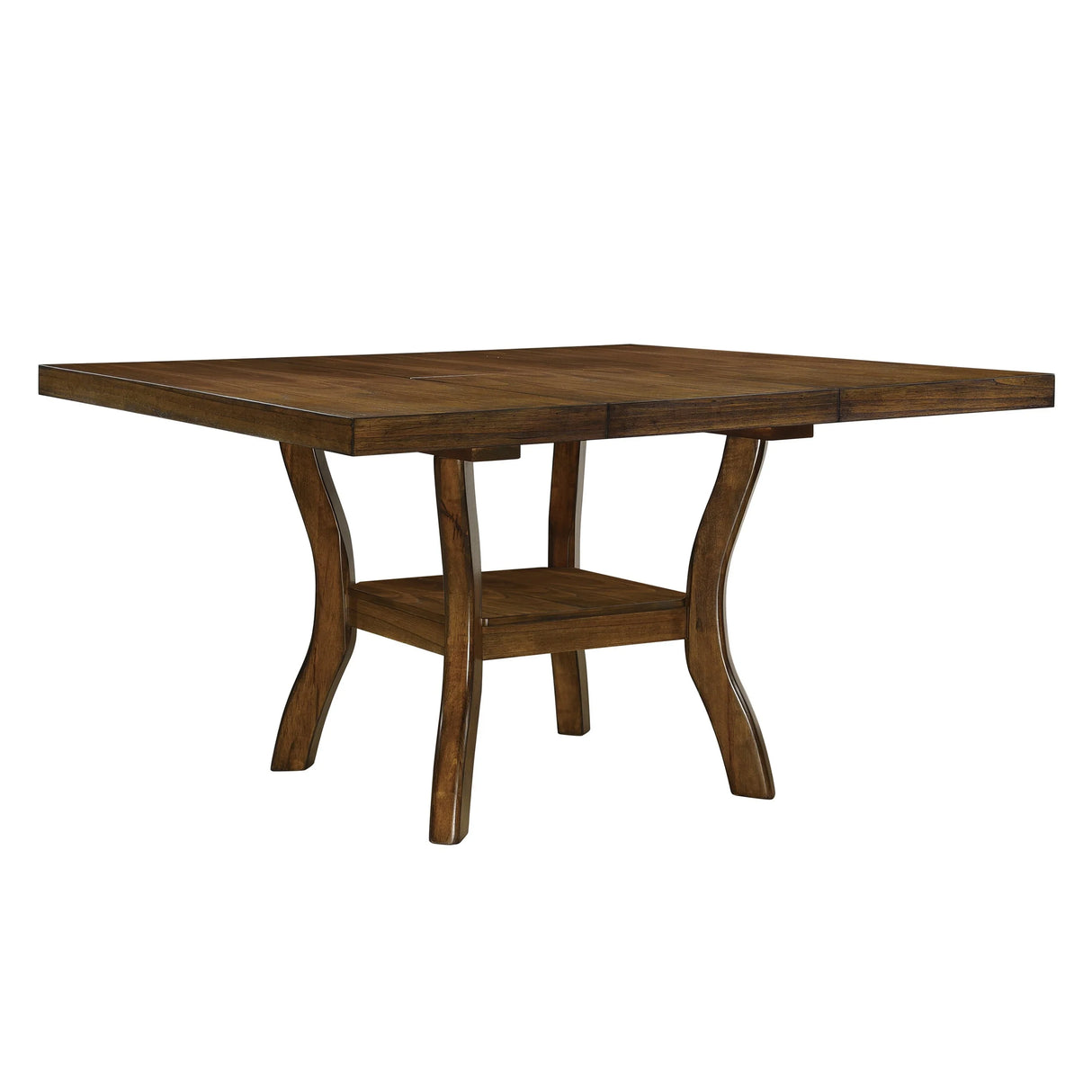 Dining Set With Self Storing Leaf And 6 Wood Chairs Brown - Furniture Home Direct