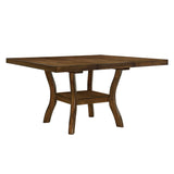 Dining Set With Self Storing Leaf And 6 Wood Chairs Brown - Furniture Home Direct
