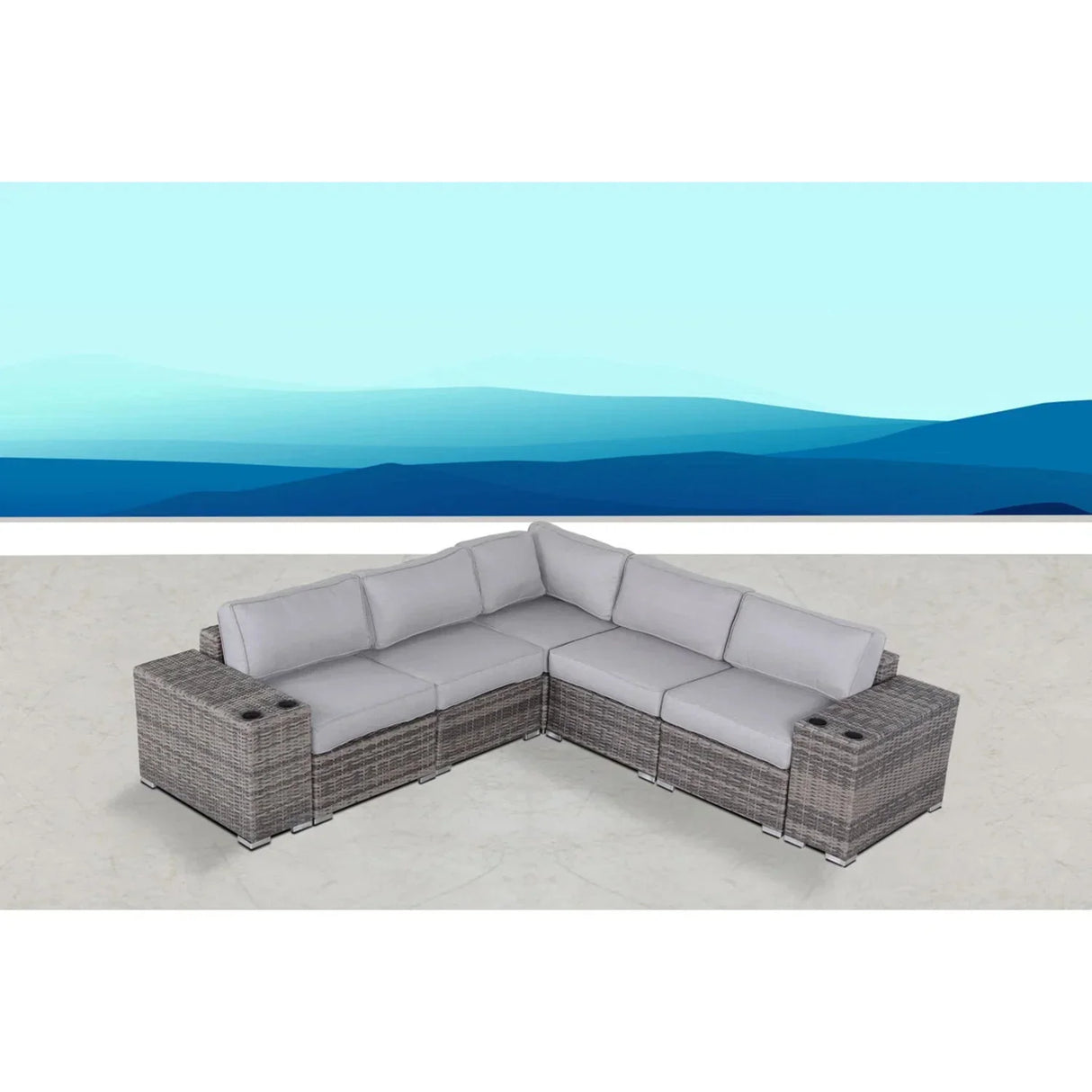 Modern Rattan Wicker Seating Group With Cushions - Furniture Home Direct