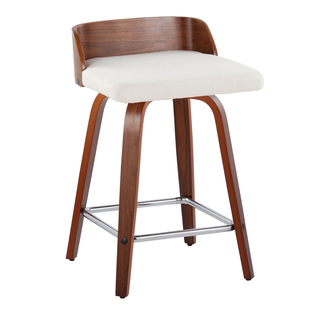 Maya - Mid Century Modern Fixed Height Counter Stool With Swivel With Square Footrest (Set of 2) - Furniture Home Direct