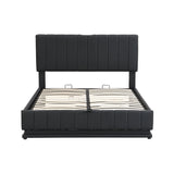 Upholstered Bed With Hydraulic Storage System And LED Light, With Sockets And USB Ports - Furniture Home Direct