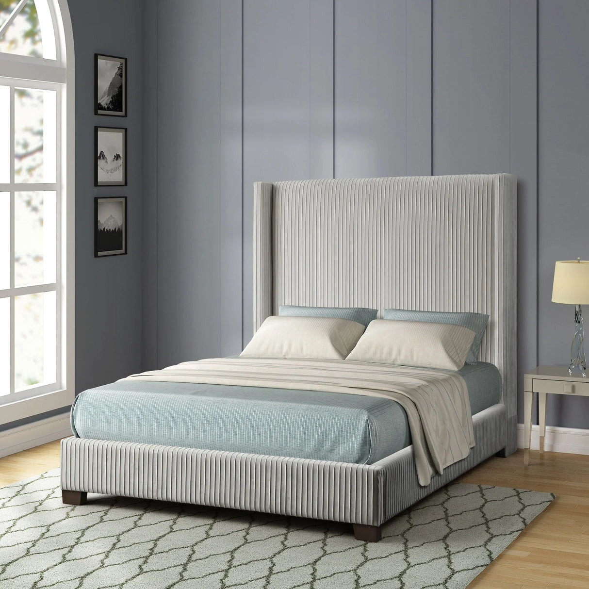 Upholstered Bed, Space-Saving Design - Furniture Home Direct
