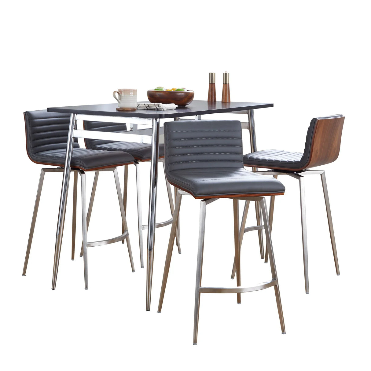 Marcel Mason - 5 Piece Swivel Contemporary Counter Height Dining Set - Furniture Home Direct