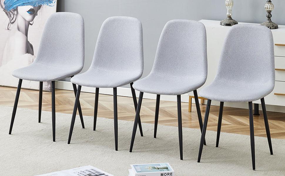 Dining Chair Set Modern Fabric with Metal Legs Gray - Furniture Home Direct