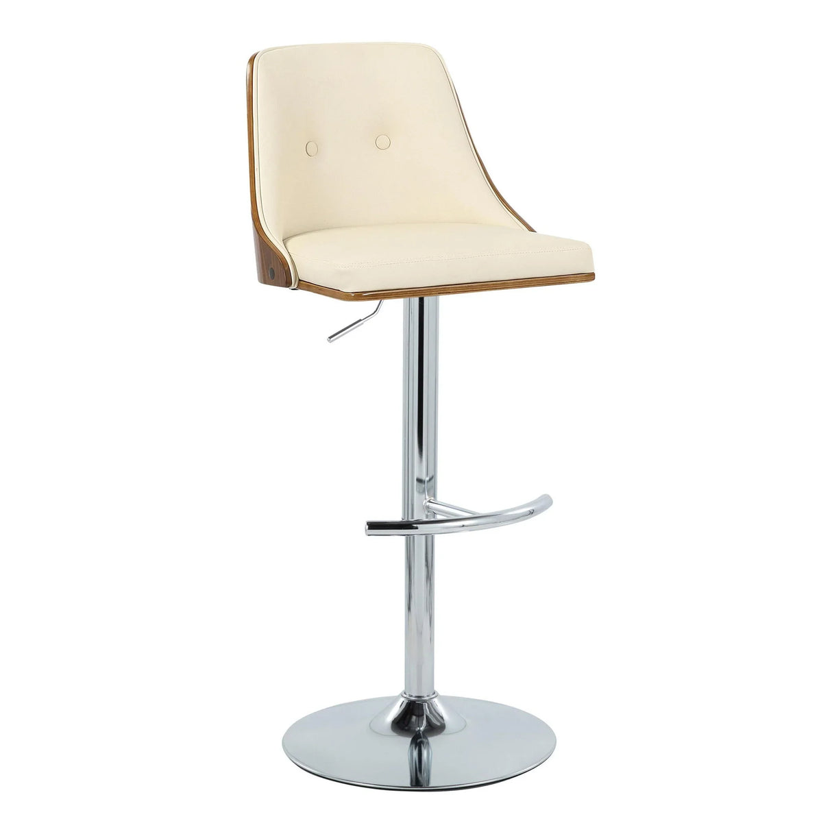 Gianna - Mid Century Modern Adjustable Barstool With Swivel With Rounded T Footrest (Set of 2) - Furniture Home Direct