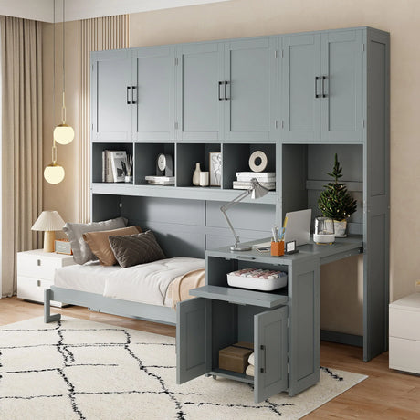 Murphy Wall Bed With Closet, Drawers & Desk - Furniture Home Direct