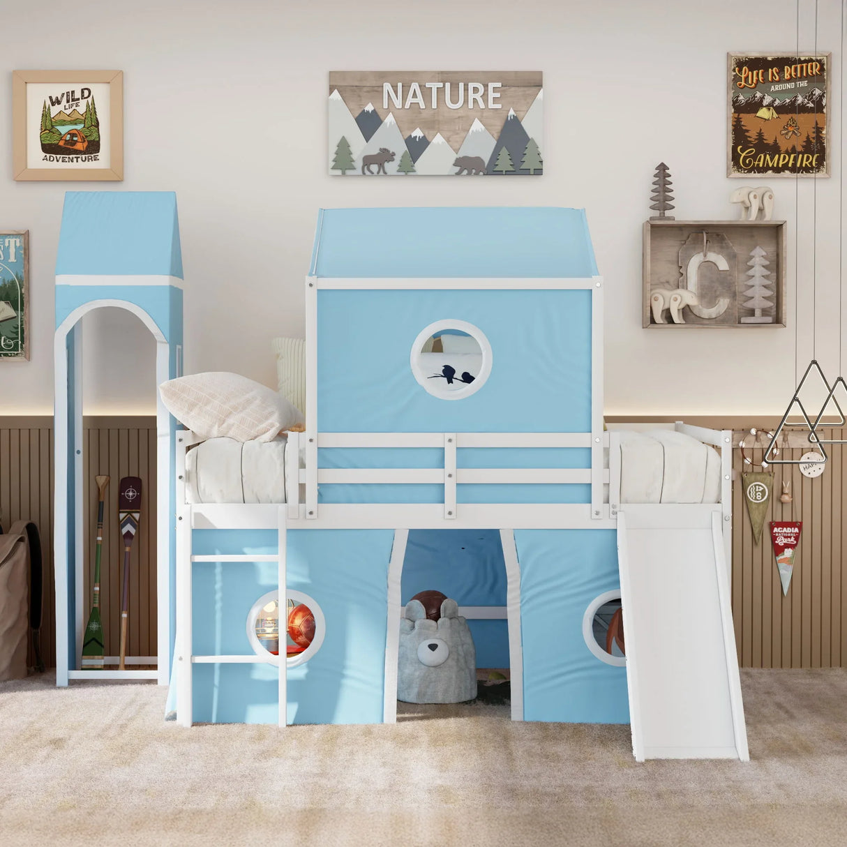 Loft Bed & Slide Tent And Tower - Furniture Home Direct