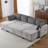 Sectional Sofa Pull Out Sofa Bed Versatile Sofa Sleeper With Large Storage Space, Two USB Ports And Two Cup Holders For Living Room - Furniture Home Direct