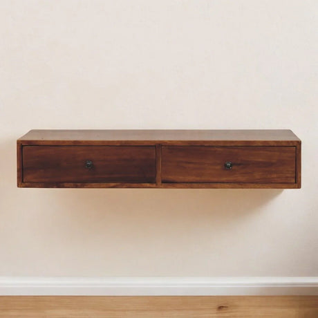 Lunar - 2 Drawer Wall Mounted Console - Brown - Furniture Home Direct