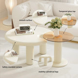 Nesting Coffee Tables Modern Round MDF Glass Beige Amber - Furniture Home Direct