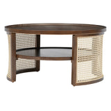 2-Tiered Round Walnut Wood Coffee Table - Furniture Home Direct
