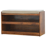 Pull Out Shoe Bench - Chestnut / Mud Linen - Furniture Home Direct