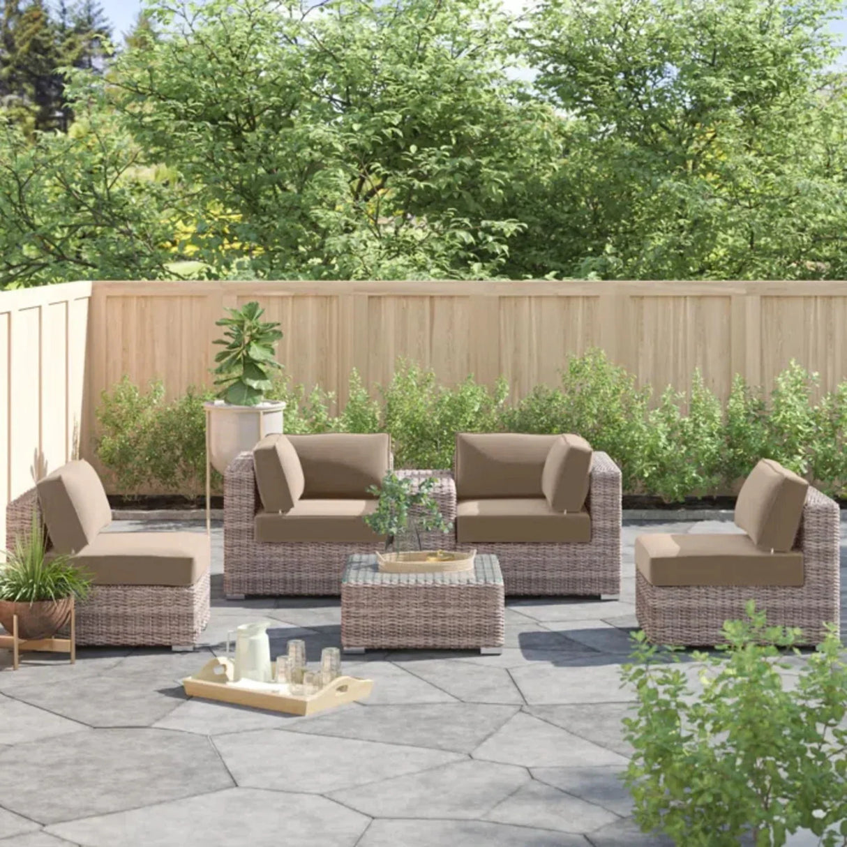 Outdoor Wicker Seating Group With Cushions - Furniture Home Direct
