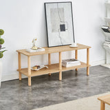Modern Double Deck TV Cabinet With Open Storage Shelf, Rounded Legs - Furniture Home Direct