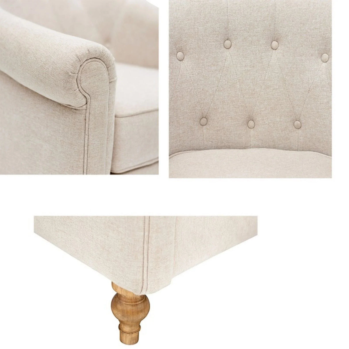 Fayette - Tufted Accent Arm Chair - Cream - Furniture Home Direct