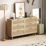 Rattan Storage Cabinet With 6 Drawers For Bedroom And Living Room - Natural - Furniture Home Direct