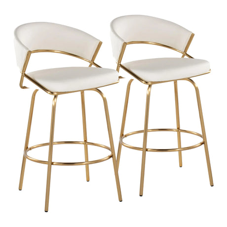 Jie - Glam Fixed Height Counter Stool (Set of 2) - Furniture Home Direct
