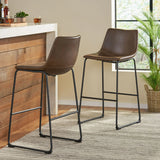 Barstool With Upholstery And Foot Rail - Vintage Brown