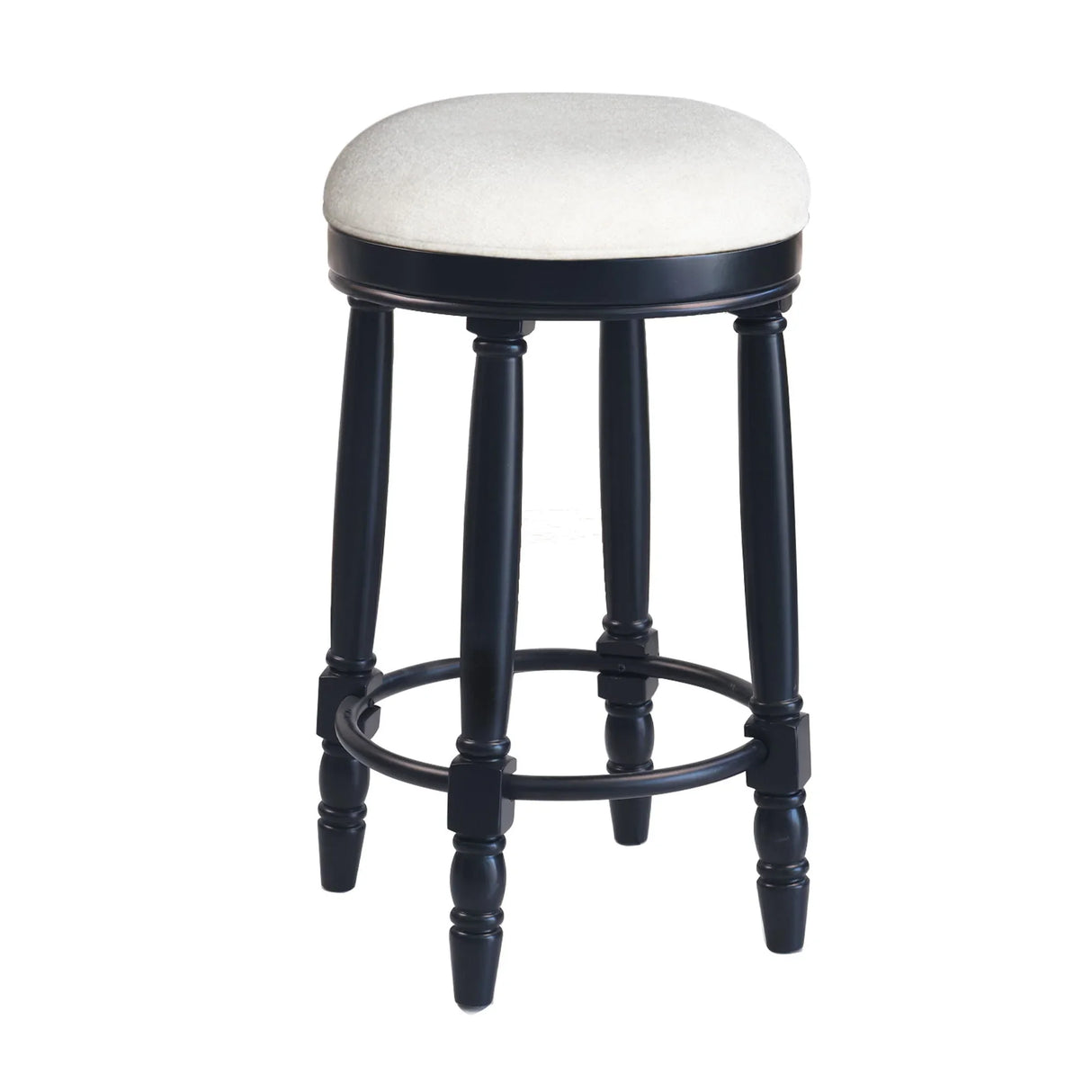 360° Swivel Wooden Barstools With Upholstered Seat, Counter Height (Set of 2) - Furniture Home Direct