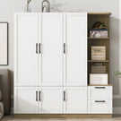 3 Door Storage Wardrobe For Dedroom With Shelves And 2 Drawers, Side Storage Shelves - Furniture Home Direct