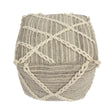 Modern Wool Rope Square Pouf Ottoman Floor Cushion - Gray / Ivory - Furniture Home Direct