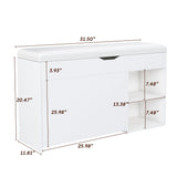 Modern Design Entryway Bench With Adjustable 3 Tier Flip-Up Drawers And Hidden Cabinet - White - Furniture Home Direct