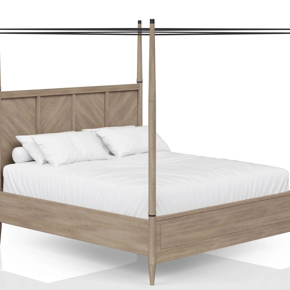 Queen Canopy Bedroom Set With A 2 Drawer Nightstand A Modern Dresser With Poster Mirror And A Door Chest - Sand - Furniture Home Direct