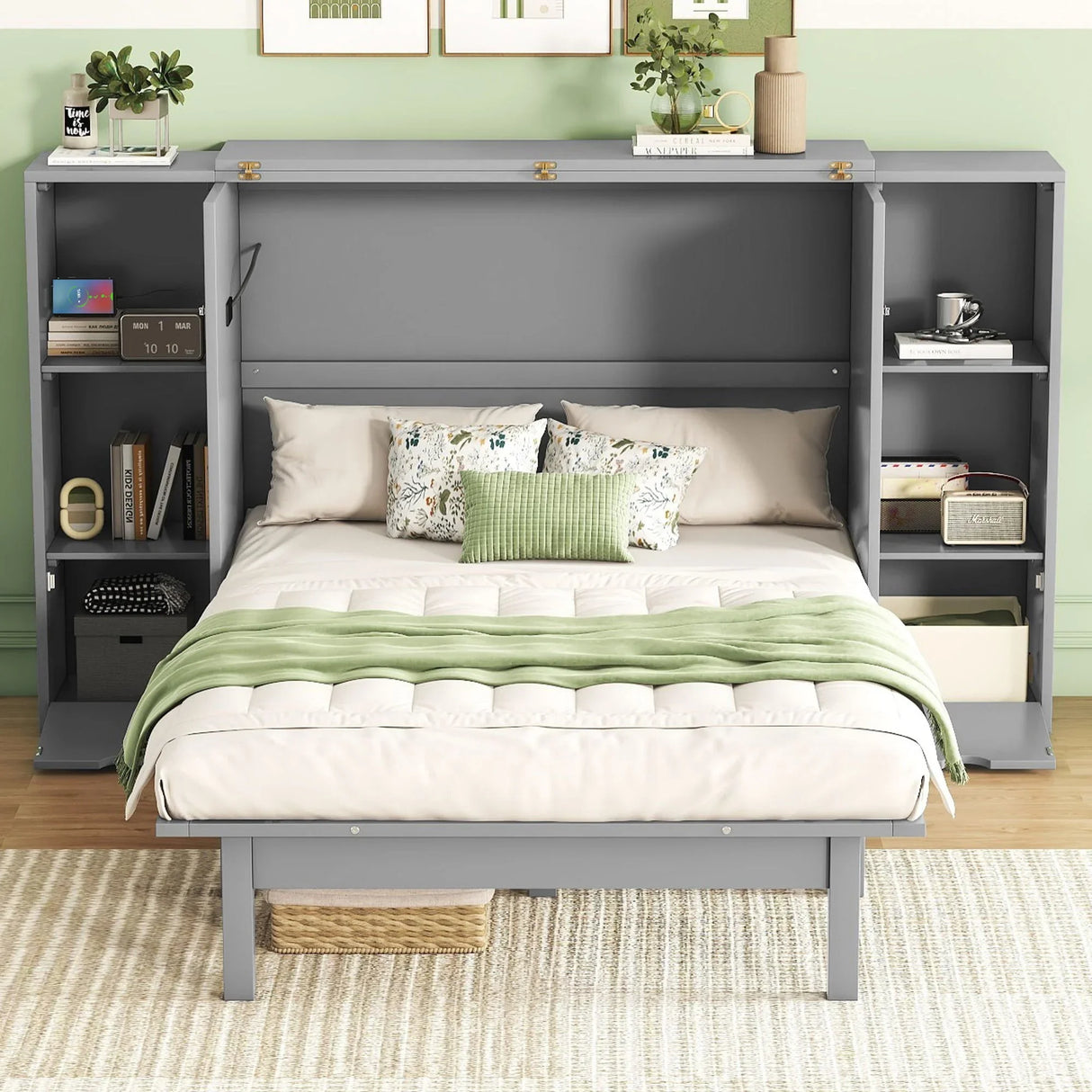 Murphy Bed With Shelves, Drawers And USB Ports - Furniture Home Direct