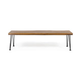 Zion - Industrial Wood And Metal Rectangular Bench With Faux Live Edge Design - Teak