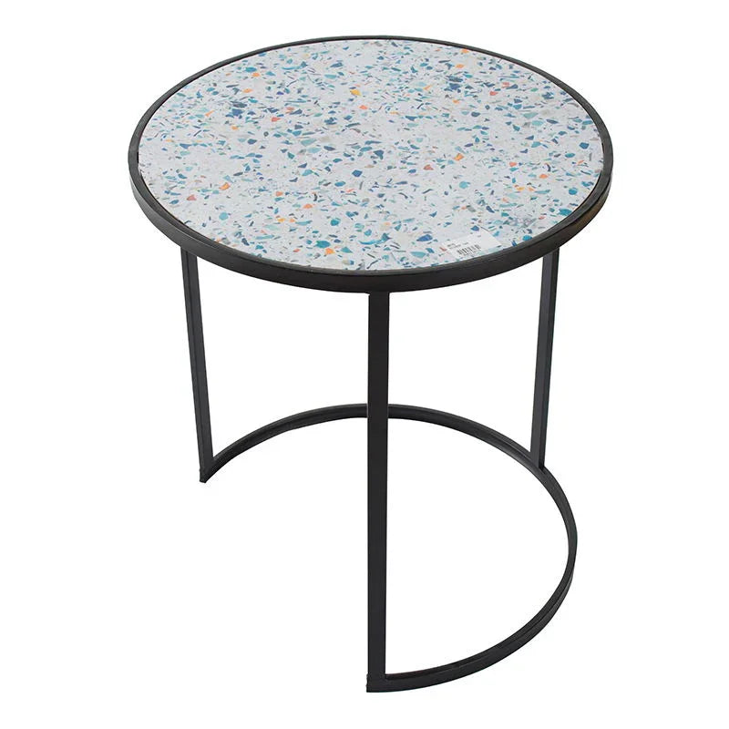 Round End Table, Stacking Side Tables With Sturdy Metal Frame For Small Space, Living Room, Office (Set of 2) - Black - Furniture Home Direct