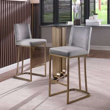 Counter Height Stool With Back Velvet Gold Frame Gray - Furniture Home Direct