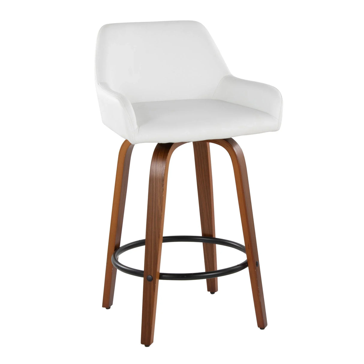 Daniella - Contemporary Fixed Height Counter Stool With Swivel With Round Footrest (Set of 2) - Furniture Home Direct