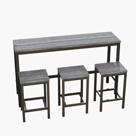 Modern Design Long Dining Table Set With 3 Stools - Furniture Home Direct