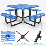 Square Outdoor Picnic Table With Umbrella Pole - Furniture Home Direct