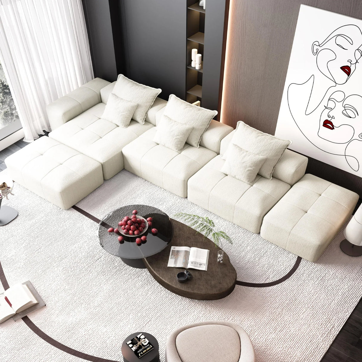 Modern Oversized Diy Combination Modular Sectional Sofa With Pillows - Furniture Home Direct