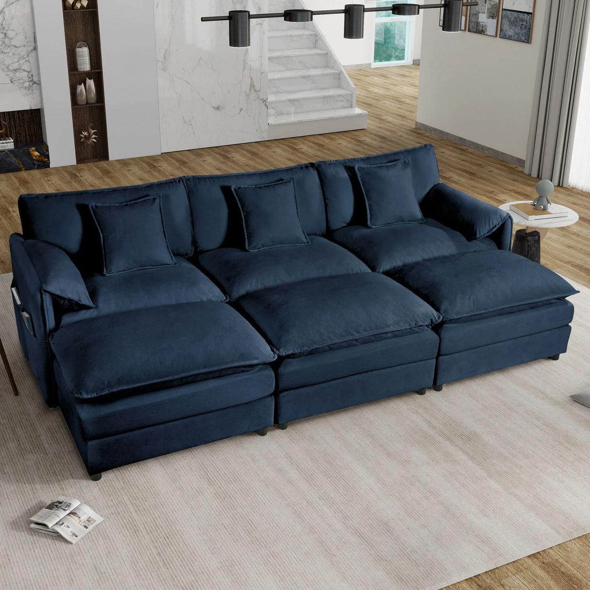 Modern Comfy Deep Seat Modular Sectional Sofa Cloud Couch With Ottoman - Furniture Home Direct