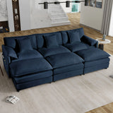 Modern Comfy Deep Seat Modular Sectional Sofa Cloud Couch With Ottoman - Furniture Home Direct