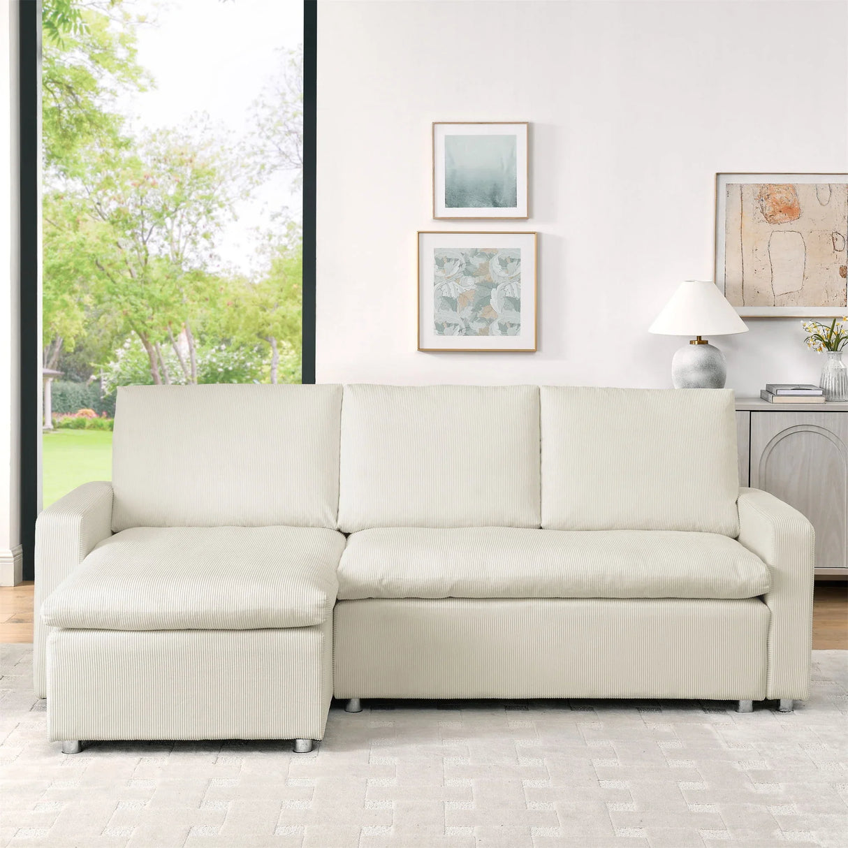 Convertible L Shaped Sleeper Sofa Bed With Reversible Chaise And Storage - Furniture Home Direct